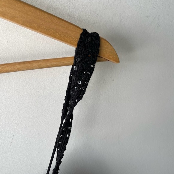 BCBG Dress Womens Small Black Sequin Tiered Boho Grunge Maxi Formal Event Knit - Picture 6 of 11